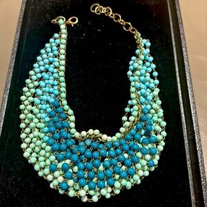 Vintage 80s 90s Multi strand blue bib necklace 3D Rare Funky Fun Unique Retro